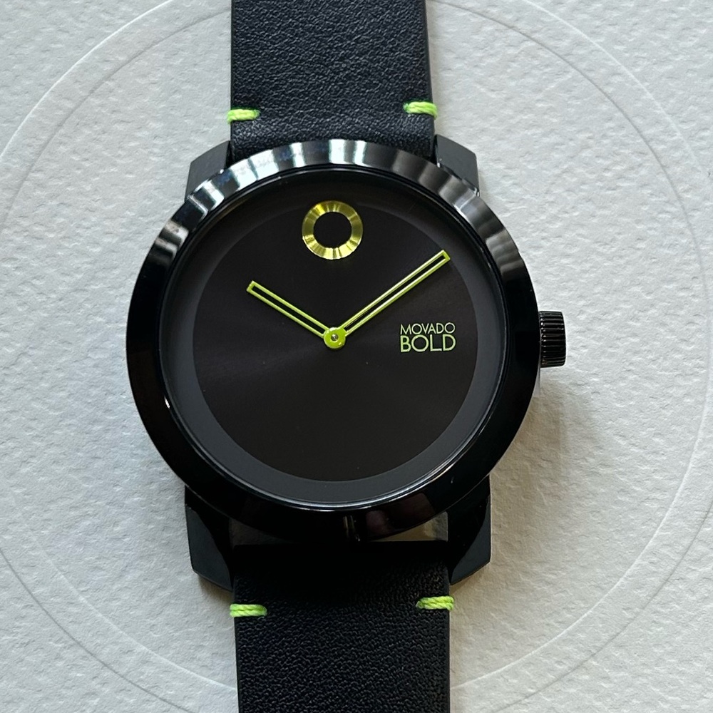 Movado Bold Trend Impuls Watch With 42mm Black Face & Black Leather Band
